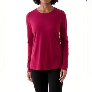 Kim Rogers 100% Cotton XL Long-Sleeve T-shirt Sangria color crew Neck EUC
